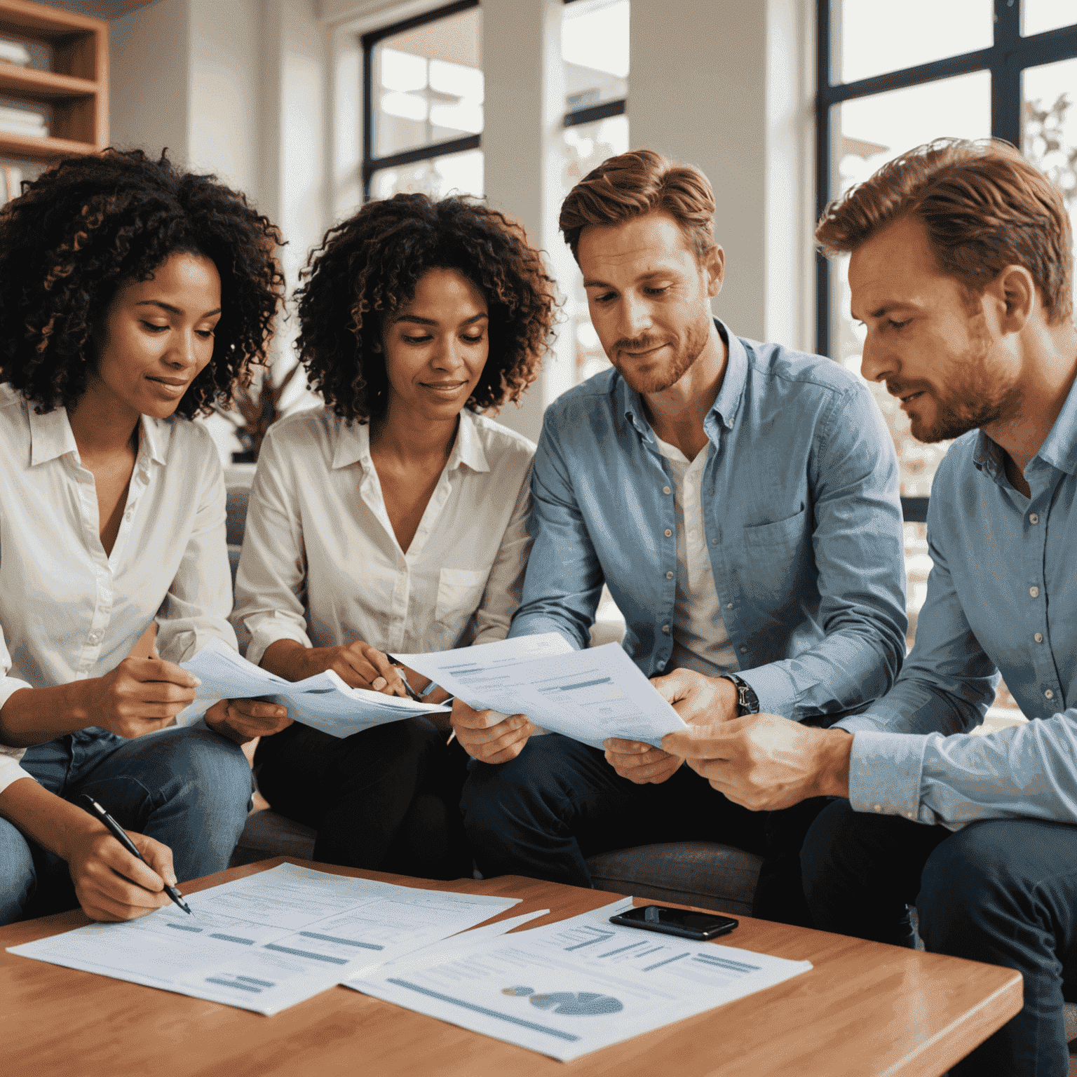Diverse group of Australians reviewing budget documents and financial plans, representing how budget changes affect different demographics